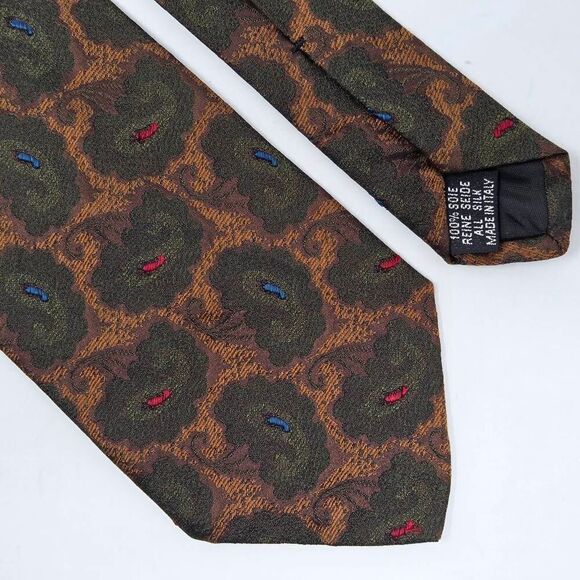 BOSS HUGO BOSS SILK TIE COPPER GREEN PAISLEY SATIN TEXTURED 3.5" X 56" ITALY - Picture 1 of 3